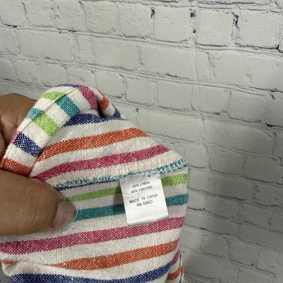 By Cynthia Pants Large Pull On Linen Blend Striped Waist Pockets Resort Cottage - Picture 11 of 11